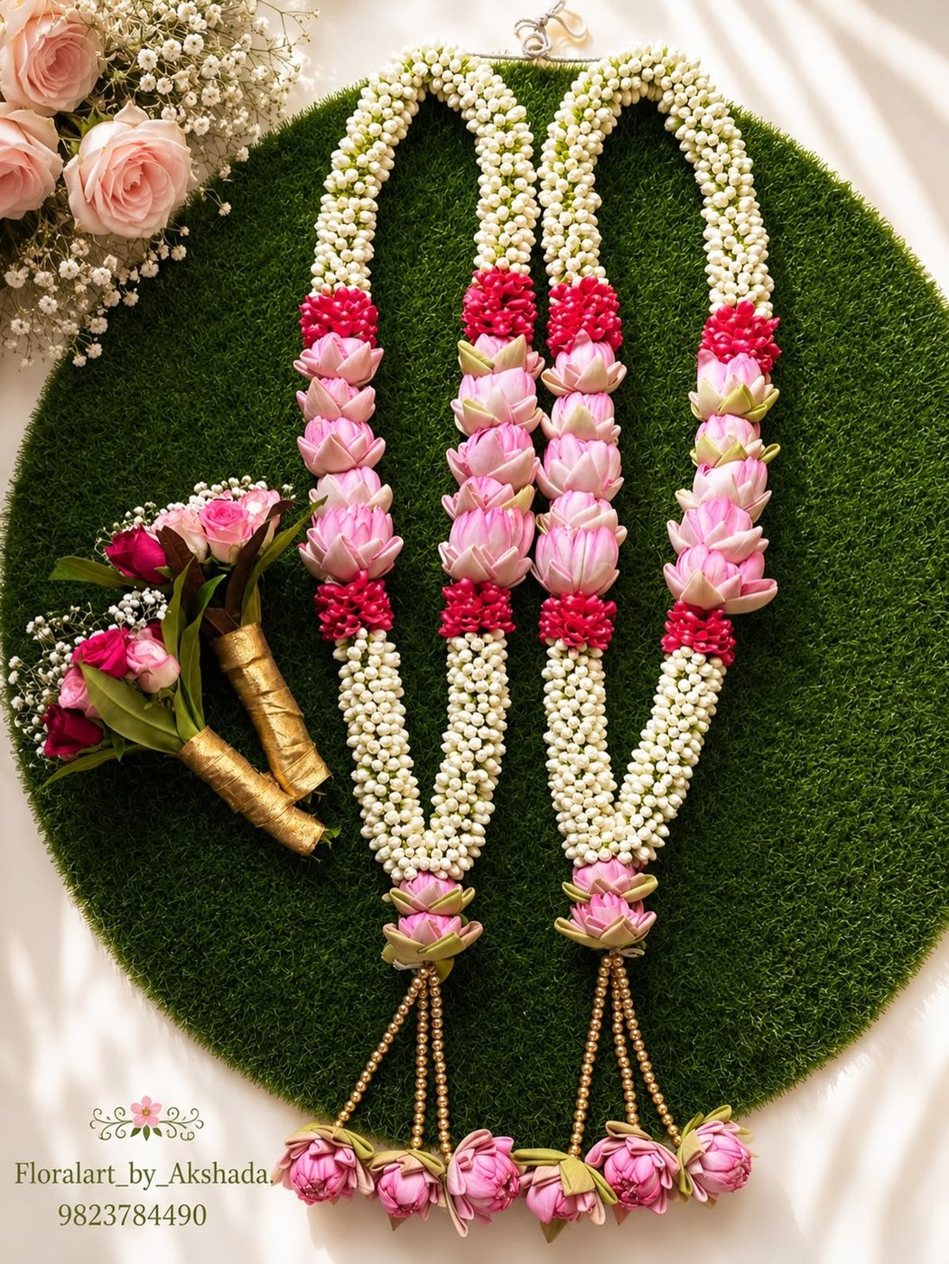 Fresh lotus and jasmine garlands